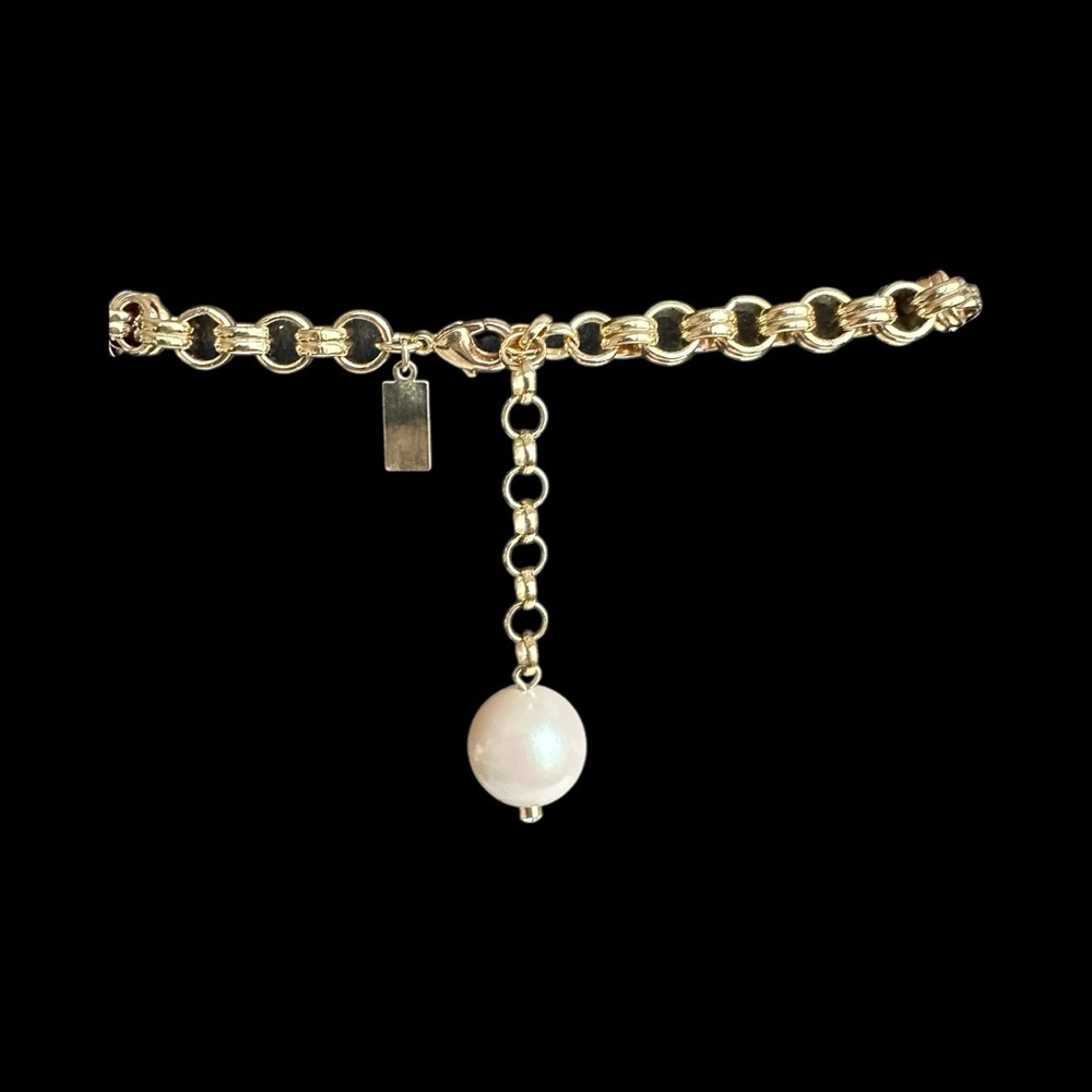 kate spade Faux Pearl and Crystal statement necklace gold tone - Picture 3 of 3